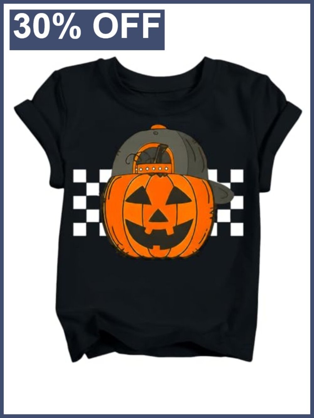 Boys Halloween Pumpkin Graphic Tee Short Sleeve Crew Neck